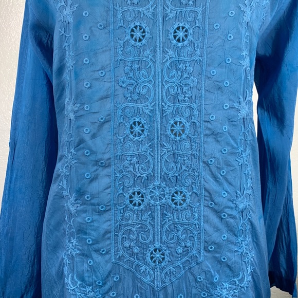 Johnny Was Eyelet Scotia Tunic in Sapphire M NWOT - Picture 3 of 7